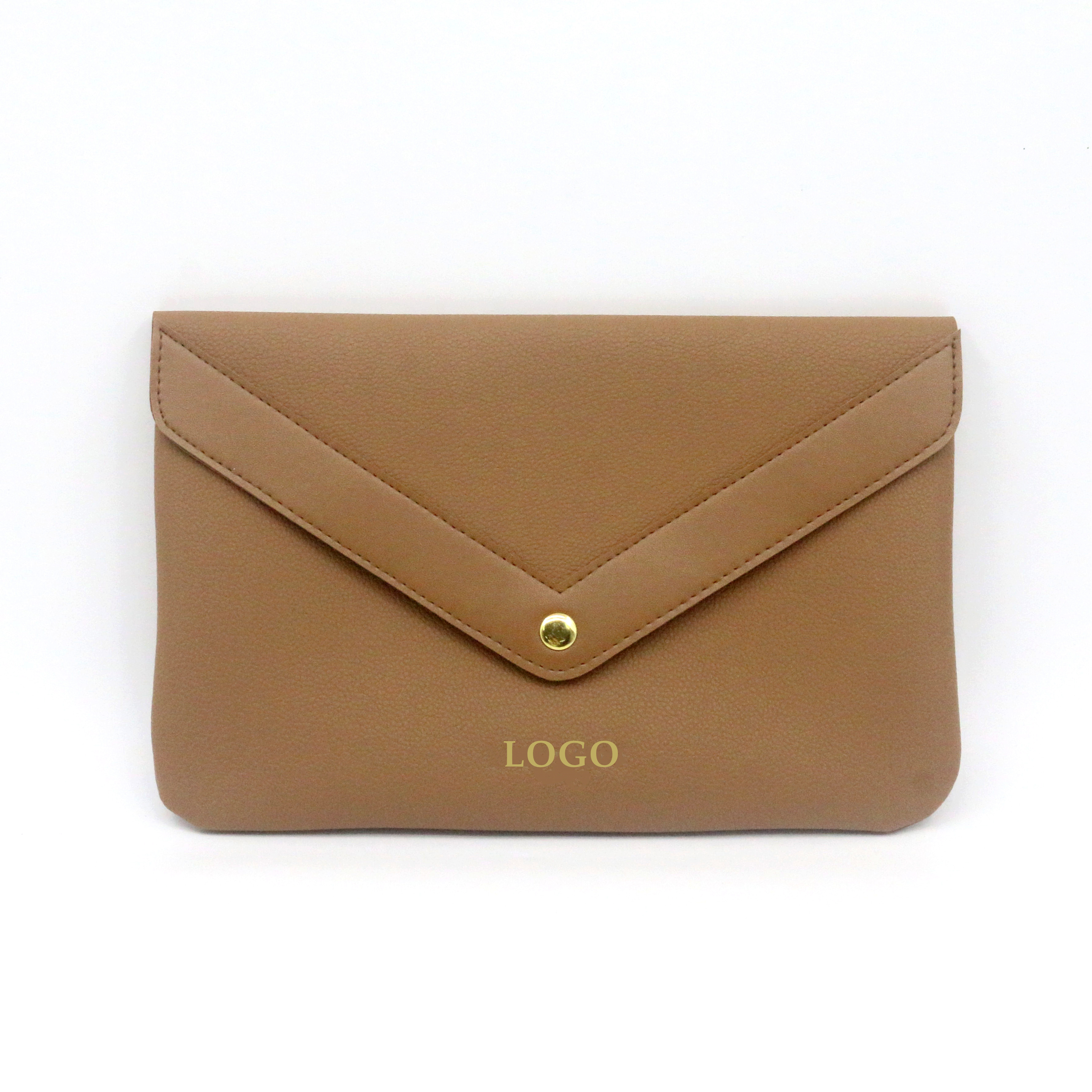 Quality Brown PU Leather Clutch Bag  Classic Envelope Shape Brown Vegan Leather Women's Clutches Daily Use Clutch Purse