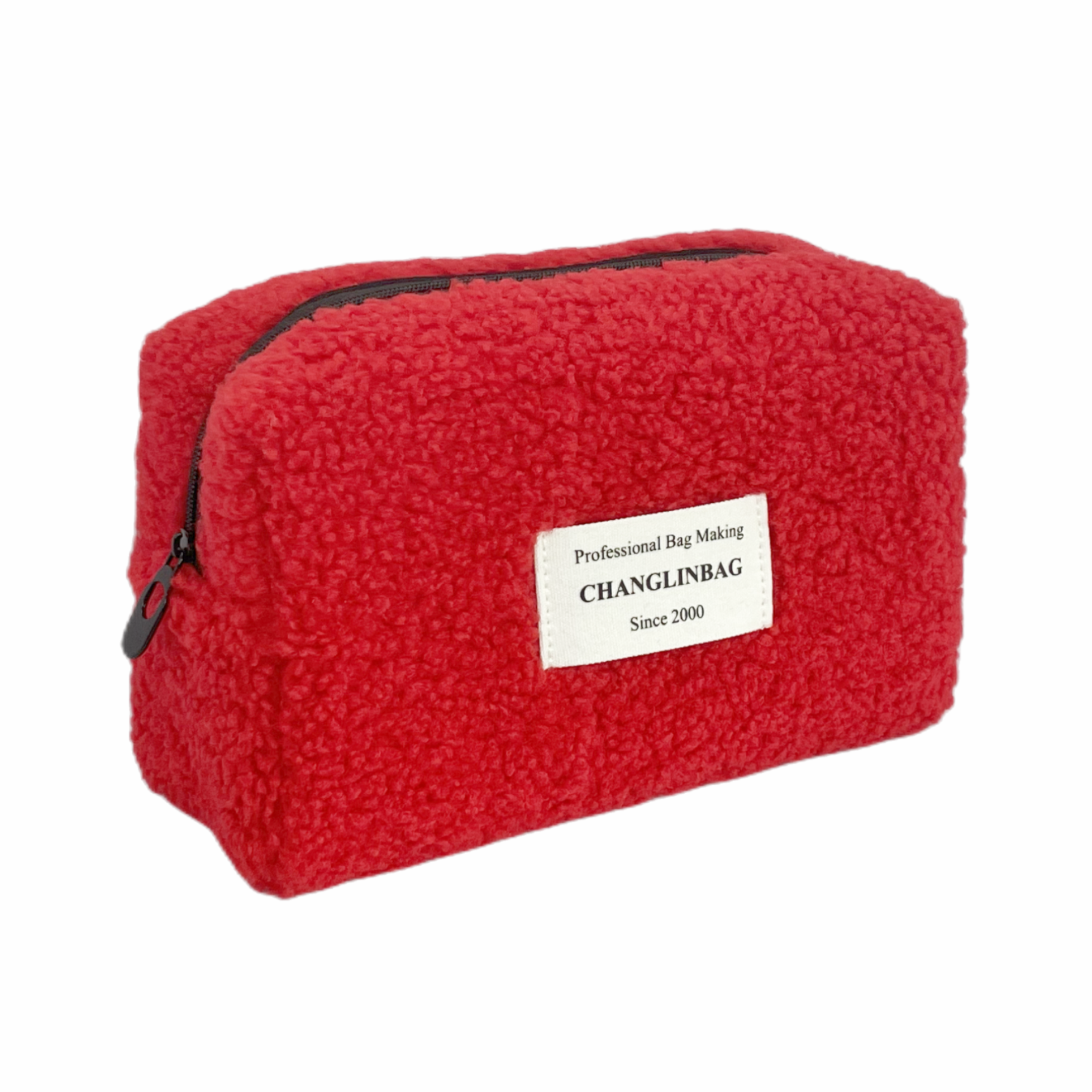 2023 Autumn Winter Fashion Red Lamb Wool Custom Made Cosmetic Makeup Pouch Bag