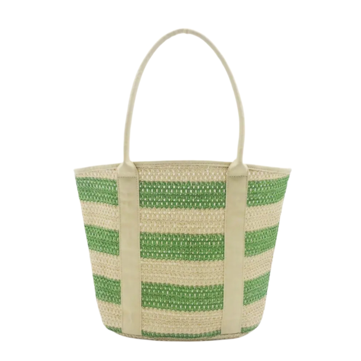New Product Eco-friendly Paper Straw Tote Bag Green Stripped Pattern Corn Husks Tote Bag Sustainable Straw Summer Beach Tote Bag