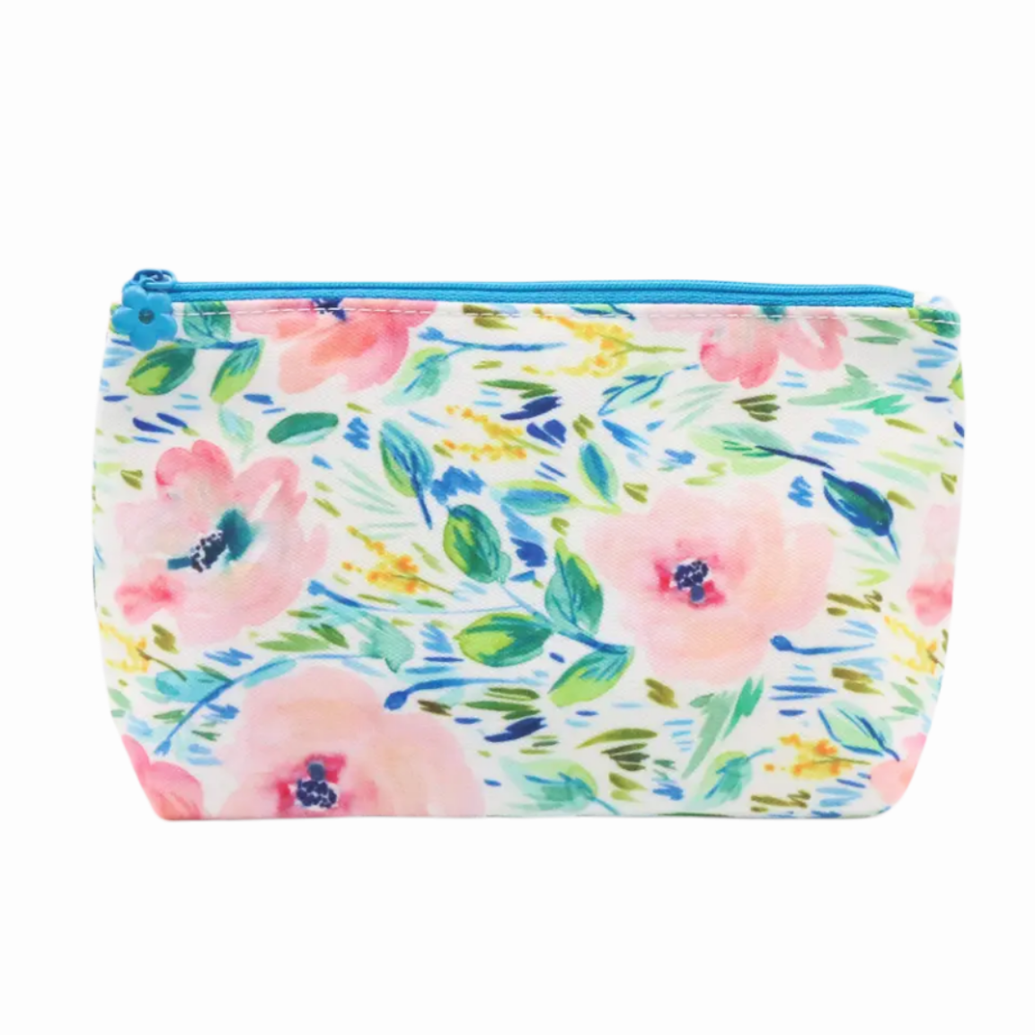 New Colorful Floral Prints White Eco-friendly Promotional Canvas Make up Bag Travel Custom Logo Cotton Makeup Pouch Cosmetic Bag