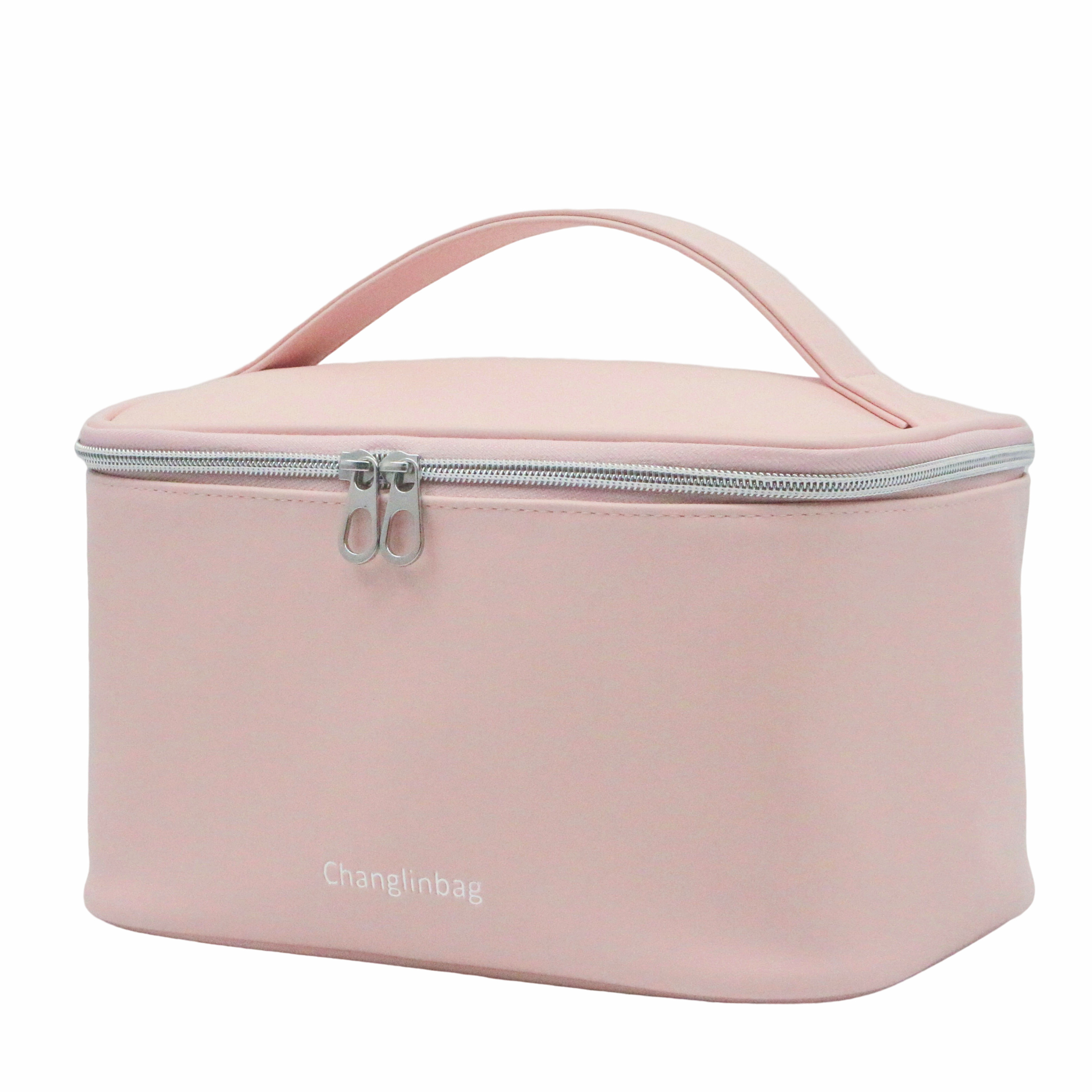 New Pink Faux Leather Beauty Bag Waterproof Cosmetic Bags Case Professional Custom Logo Travel Toiletry PU Makeup Organizer Bag