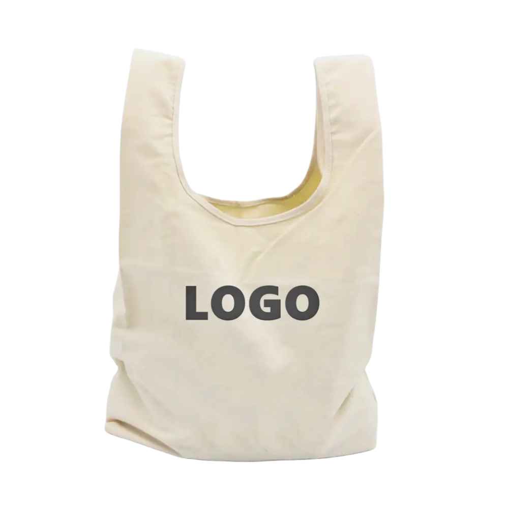 Eco-friendly Recycled Cotton Hobo Grocery Tote Bag White Canvas Washable Fabric Custom Logo Hobo Style Shopping Bag