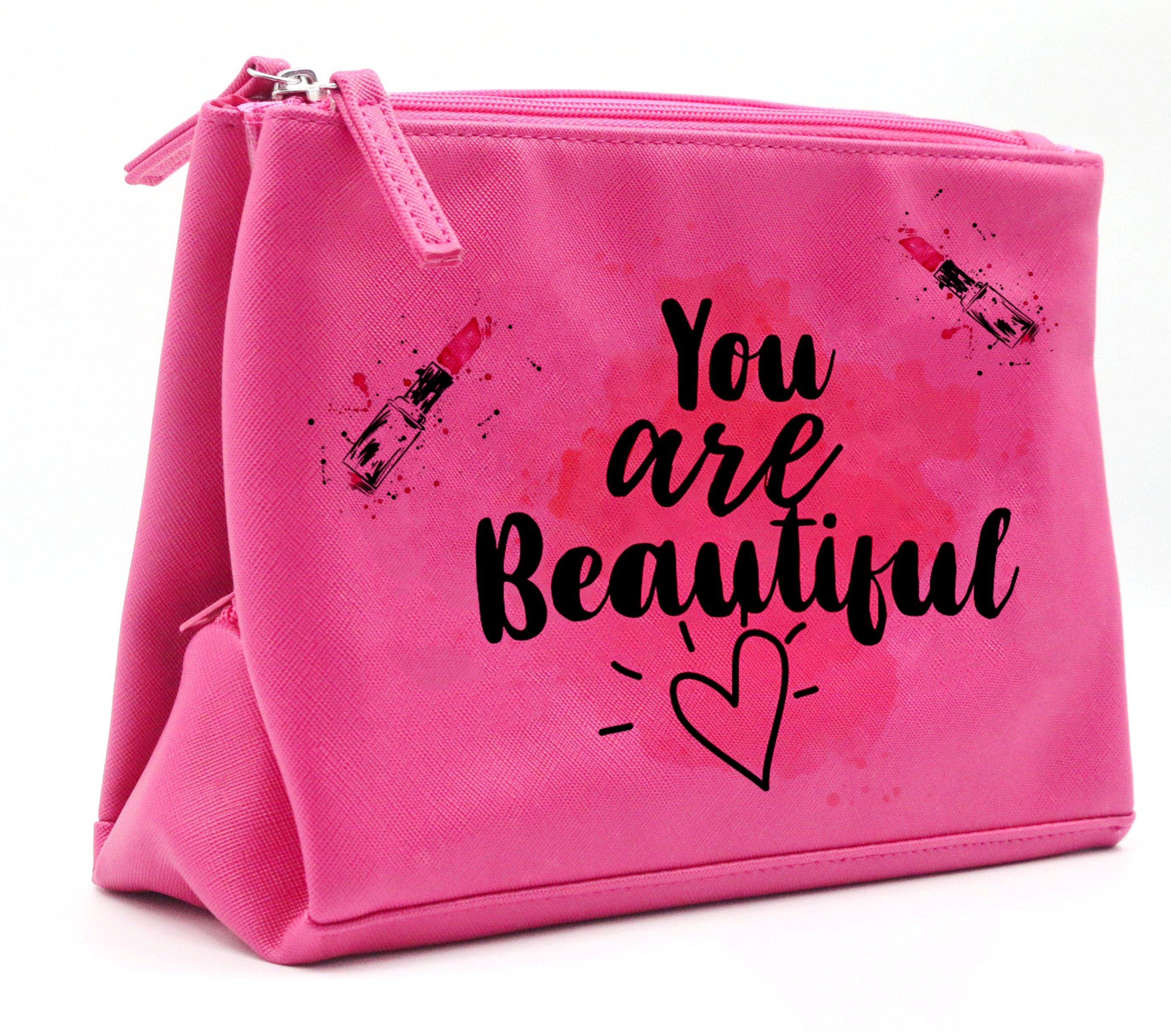 New Trendy Large Foldable Beauty Storage Pink Makeup Hand Bag Travel Vegan Leather Women Waterproof PU Toiletry Cosmetic Bag