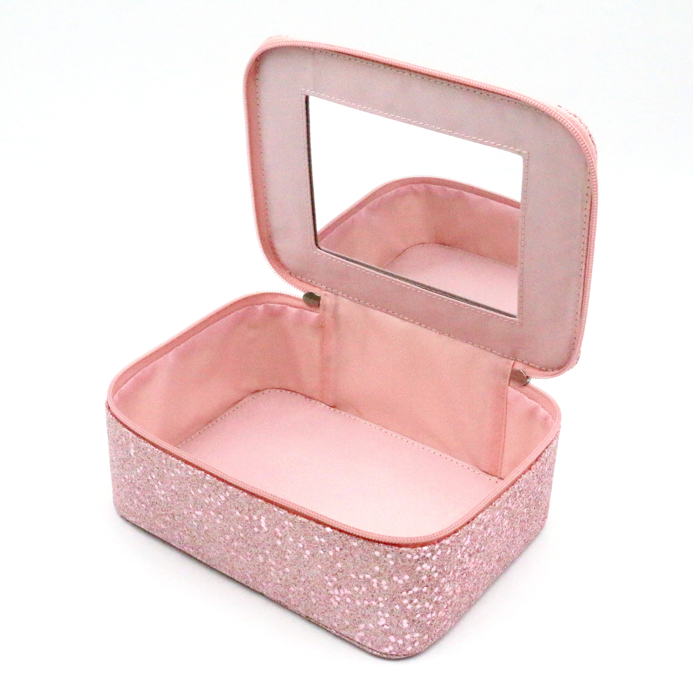 New Pink Glitter Vanity Beauty Case Luxury Glitter Mirror Makeup Organize Bag Women Large Capacity Travel Cosmetic Bags Cases