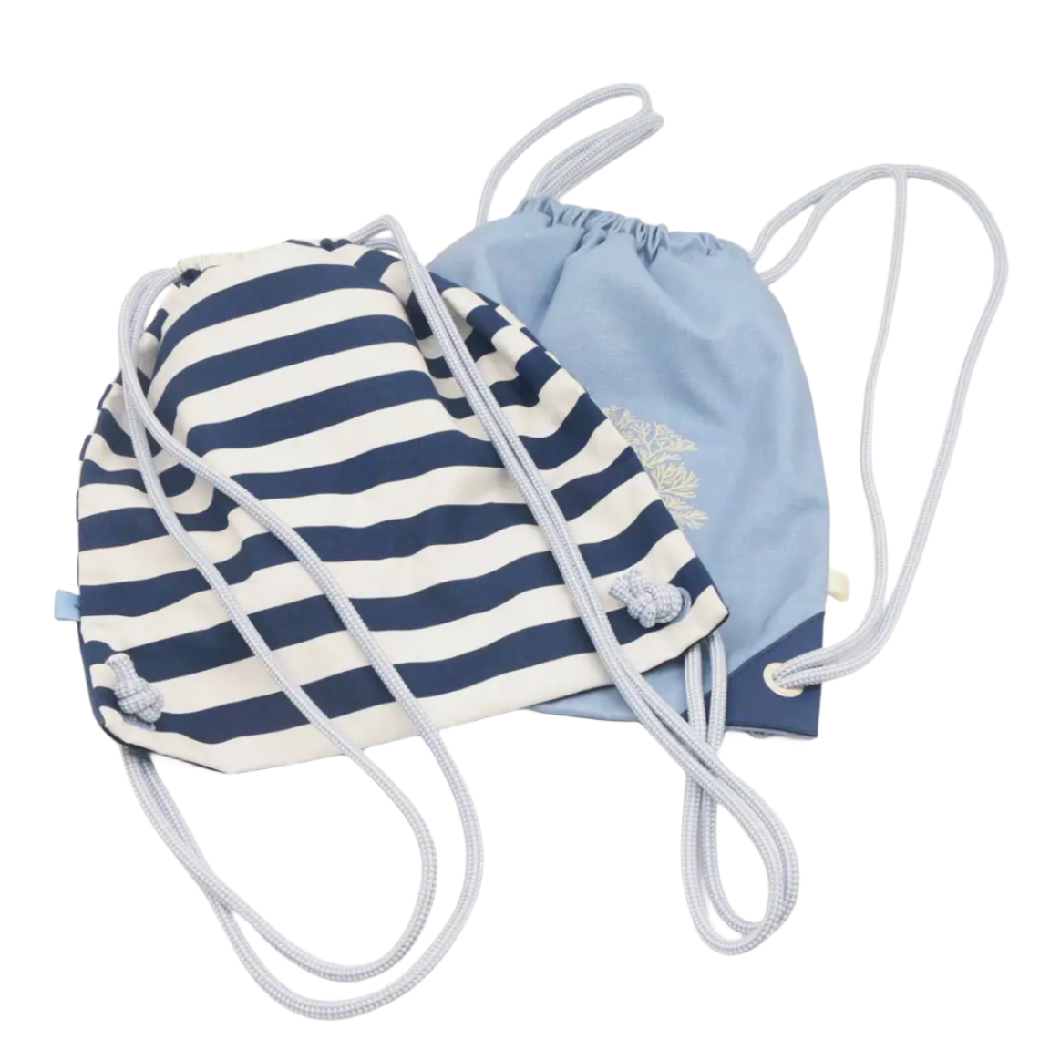 Blue Strip Prints Canvas Rope Drawstring Backpacks Washable Gym Bag Eco-friendly Custom Cotton  Drawstring Bag