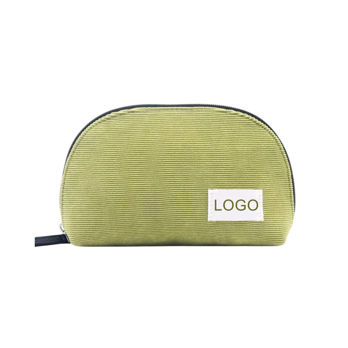 Small Shell-Shape New Basil Green Corduroy Cosmetic Bag Polyester Custom Logo Makeup Pouch Bags