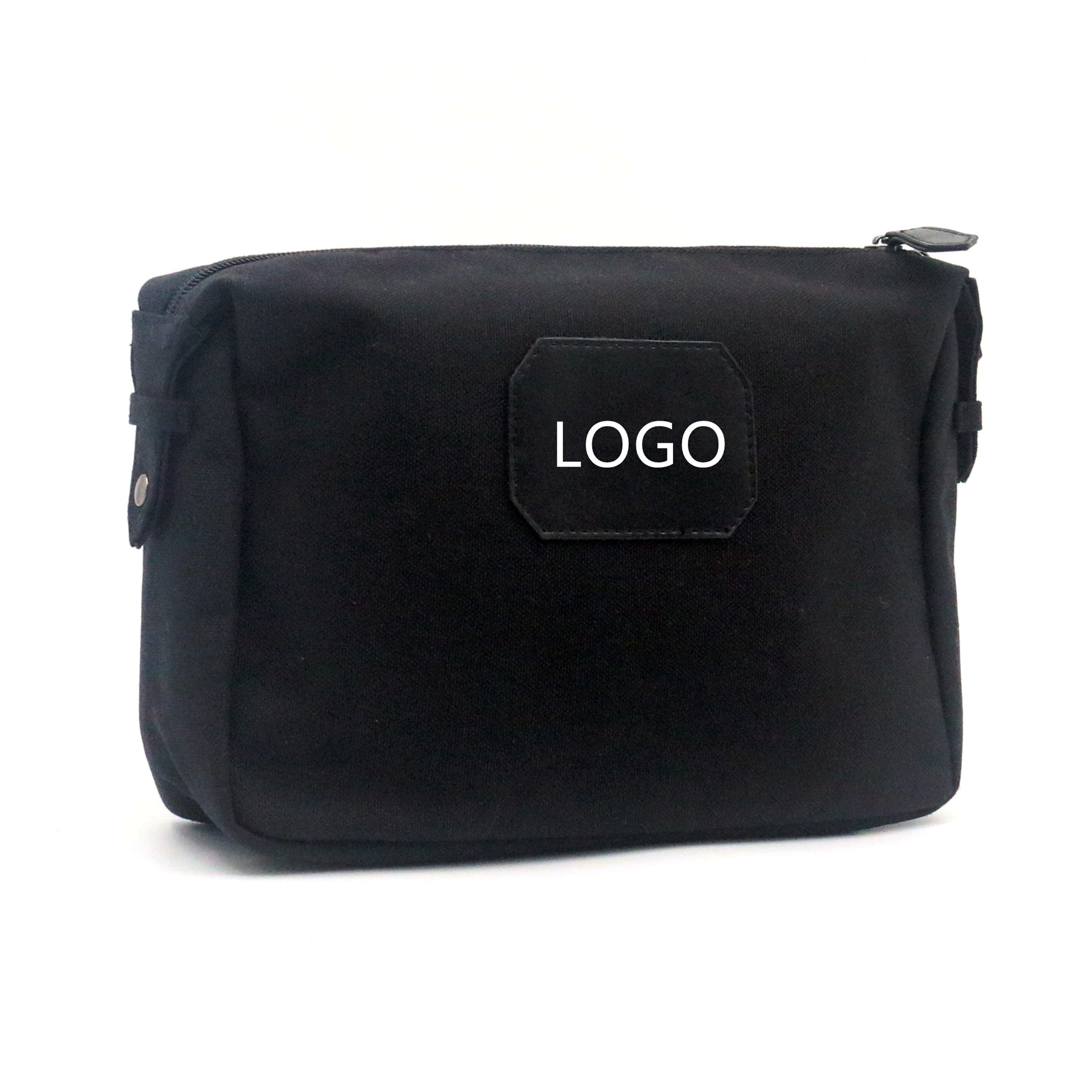 Quality New Black Canvas Toilet Bag Large Travel Custom Logo Makeup Zipper Pouch Cosmetic Bag Eco Canvas Men's Toiletry Bag