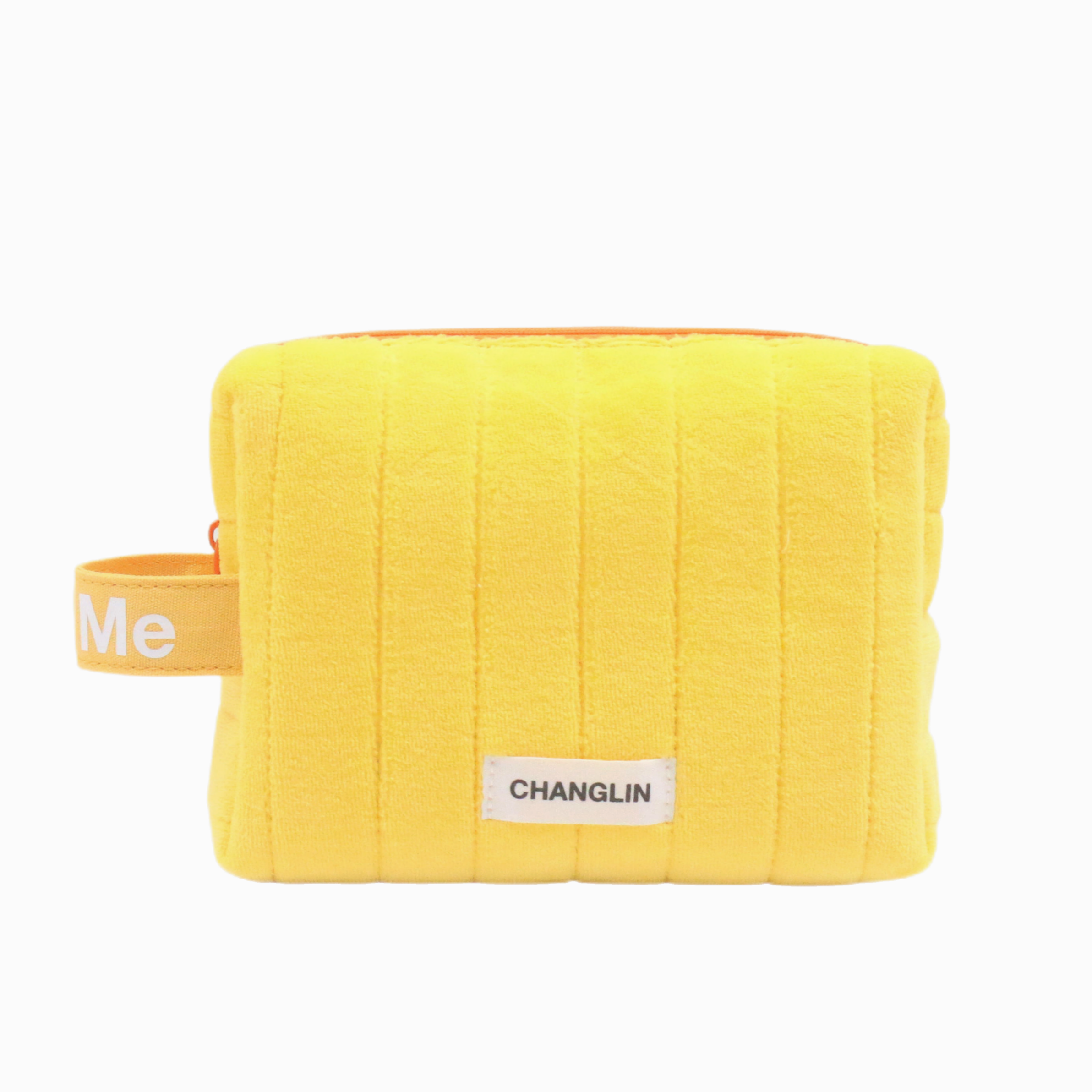Yellow Quilting Flannel Beauty Pouch Cute Wholesale Bulk Quilted Velvet Small Travel Custom Polyester Cotton Cosmetic Makeup Bag