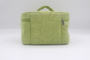 2023 Hot Sell eco-friendly Canvas Light Green Large Capacity Portable Printing Flower Travel Bag Cosmetic Pouch Makeup Storage