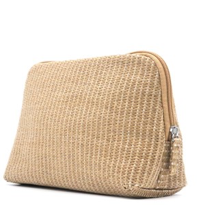 Natural Paper Straw Bag Eco-friendly Cosmetic Organizer Zipper Pouch Make Up Bag