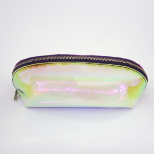 Custom Make up Bag Eco-friendly Clear TPU Holographic Cosmetic Zip Makeup Pouch