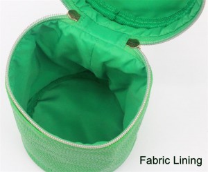 2022 Unique Bright Green Water-based PU Lychee Pattern Cylindric Shape Makeup Bag Waterproof PU Cosmetic Bag