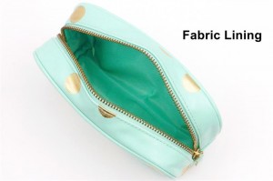 Wholesale Blue Makeup Bag Square Shape Soft PU Gilding Dot Pattern Water-based PU Cute Cosmetic Bag