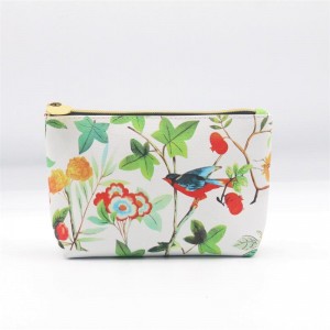 2022 Spring New Product Floral Printing on Snow White Ground Water-based PU Cosmetic Pouch