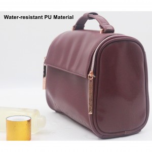 2022 New Product Elegant Purple PU Portable Makeup Bag Classic Look Cosmetic Bag