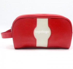 Hot Sale Travel Toiletry Bag Water-based PU Poinciana Red Daily Use Wash Bag Water-resistant PU Casual Style Cosmetic Bag