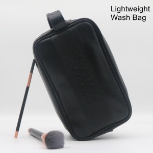 Unisex Quality Travel Toiletry Bag Cylinder Shape Black Water-based PU Wash Bag Water-resistant PU Cosmetic Bag
