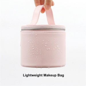 Soothing Gossamer Pink Multi-functional PU Barrel Shape Bag Custom Logo Cosmetic Bag