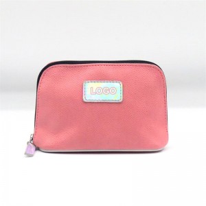 Hot Sale Soft PU Makeup Bag Geranium Pink Lychee Pattern Square Shape Water-based PU Women Cosmetic Bag