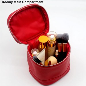 2022 Trendy Saturated Magenta Cosmetic Bag Cross Pattern Poinciana Red Water-based PU Makeup Bag
