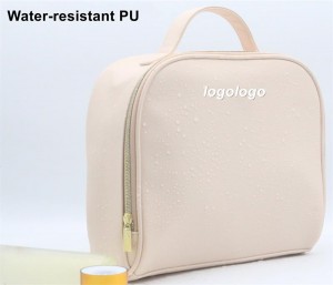 2022 Popular Perfectly Pale Large Capacity Makeup Storage Bag Sandy Beige Water-based PU Cosmetic Bag