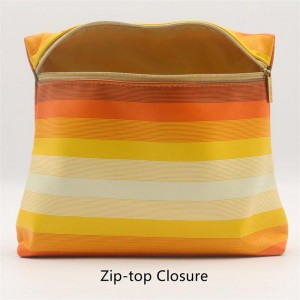 Colourful Makeup Bag Striped Pattern Orange Shades Soft Water-based PU Cosmetic Bag
