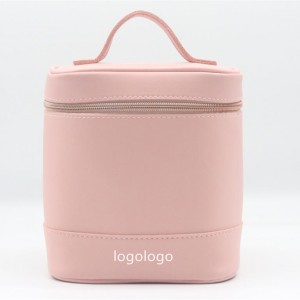 2022 Spring Trendy Gossamer Pink Square Shape Water-based PU Cosmetic Bag