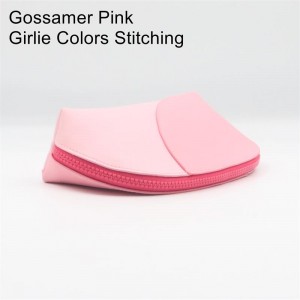 Popular Waterproof PU Makeup Pouch Long Shell-Shape Gossamer Pink Girlie Colors Stitching Waterproof PU Cosmetic Bag