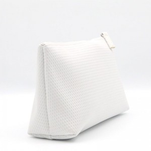 Snow White Wholesale Makeup Bag Ripple Pattern Pure Water-based PU Cosmetic Bag