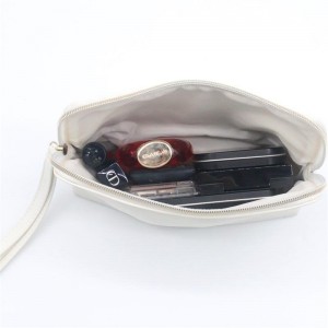 High Quality Daily Use Snow White Clutch Purse White Foil Stamping Water-based PU Wristlet Cosmetic Bag