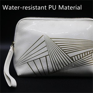 High Quality Daily Use Snow White Clutch Purse White Foil Stamping Water-based PU Wristlet Cosmetic Bag