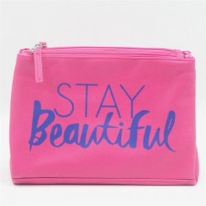 2022 New Product Trendy Innuendo Pink Large Capacity Foldable Makeup Storage Clutch Bag Water-based PU Cosmetic Bag