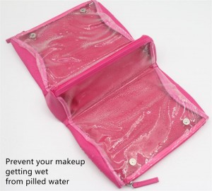 2022 New Product Trendy Innuendo Pink Large Capacity Foldable Makeup Storage Clutch Bag Water-based PU Cosmetic Bag