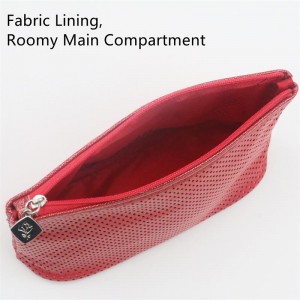 2022 Popular Poinciana Red Hollow-out Design Water-based PU Cosmetic Bag