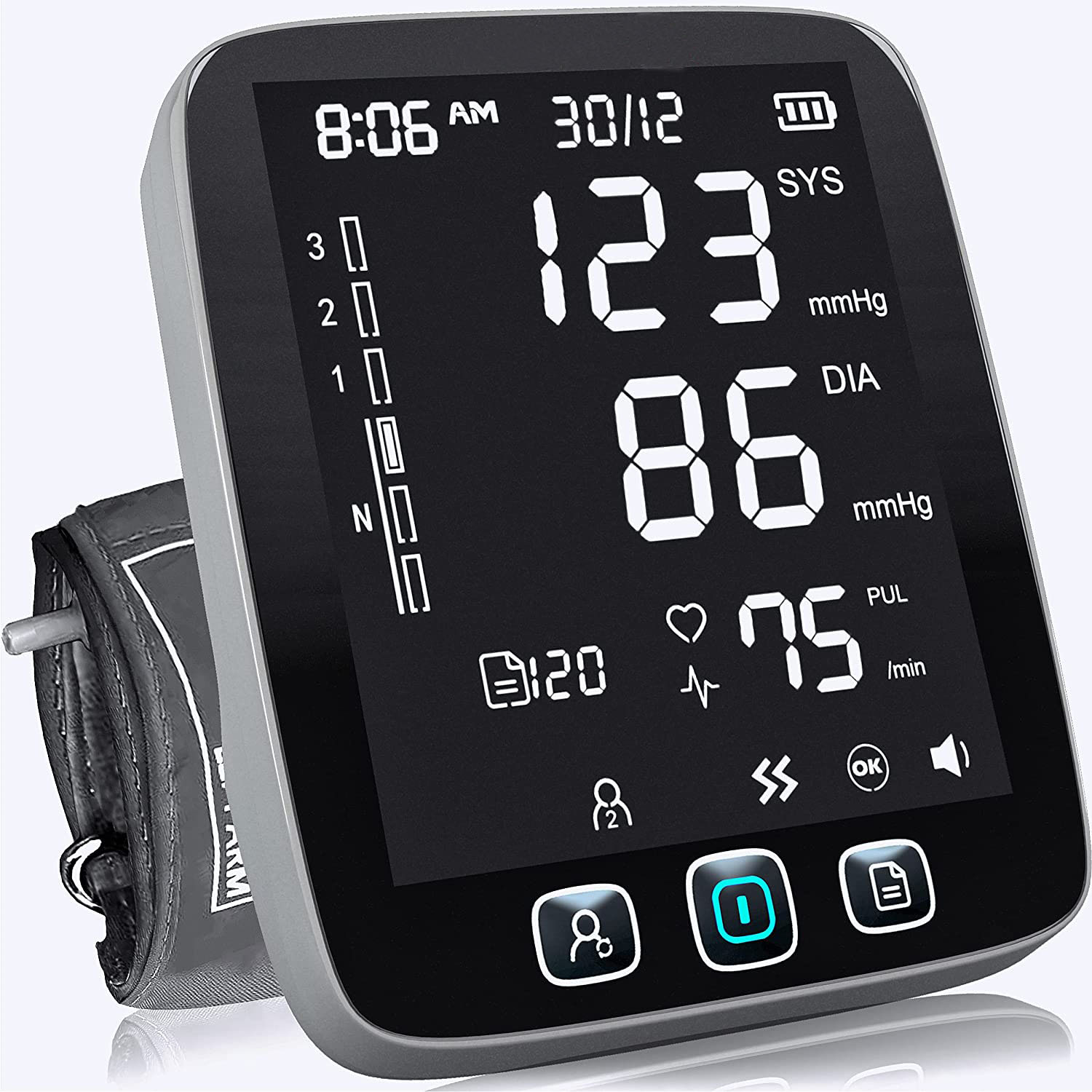 Blood pressure monitor-automatic upper arm machine and precise adjustable digital BP cuff kit maximum backlight display