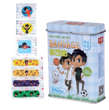 Cartoon wound bandage with Tin box for promotion  Factory Wholesale Anti-stick Skin Color Medical Band Aid