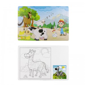35 pieces puzzle gift for kids Eco-friendly ink tray jigsaw puzzles with doodle on backside  ZC-JS005