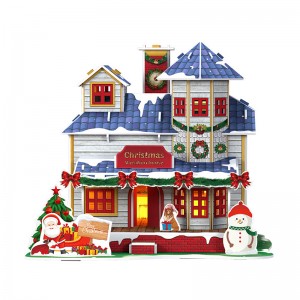 3D Puzzles For Adults Kids Christmas Villa Model Kit with LED Light ZC-C024