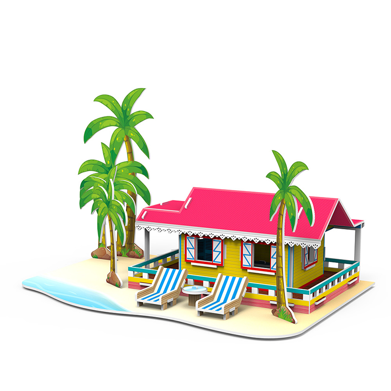 3D foam puzzle cabin in the seaside Model Toy Gift 1