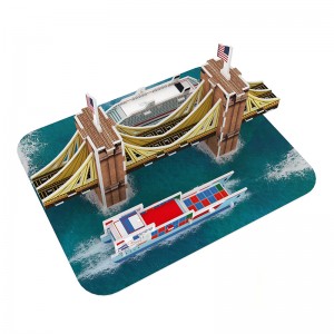 Brooklyn Bridge with more details as river and ship designs 3d puzzles