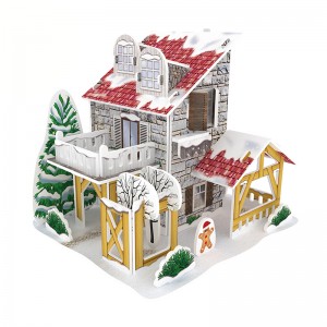 3D Puzzles assembly Snowy winter house/villa customization  ZC-H001
