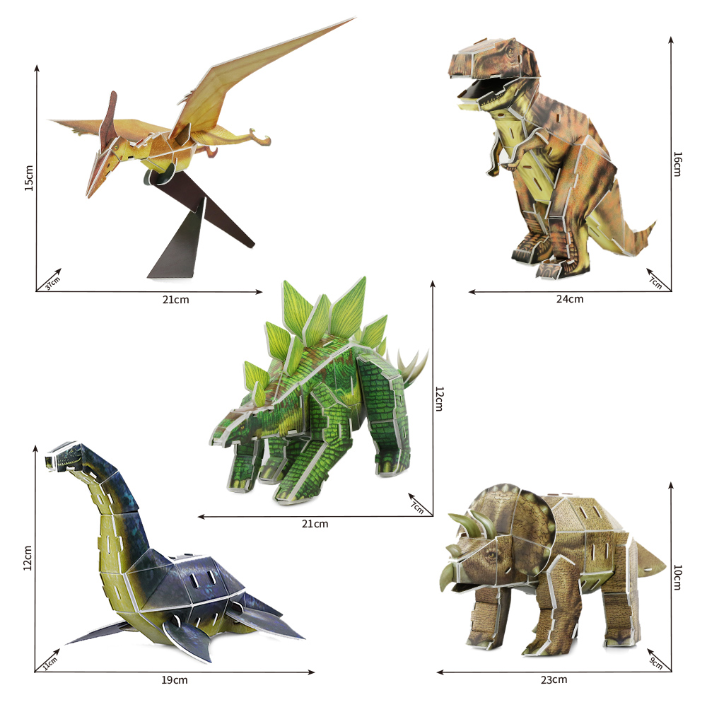 5 Designs dinosaurs DIY 3D Puzzle Set Model Kit Toys for Kids ZCB468-7 Featured Image
