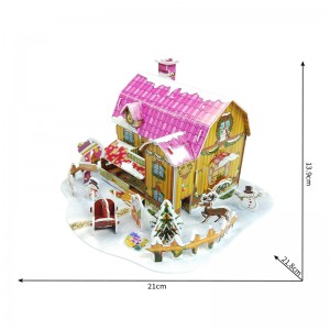 DIY Toy Educational 3d Puzzle Pink Christmas Yard Building Series ZC-C022