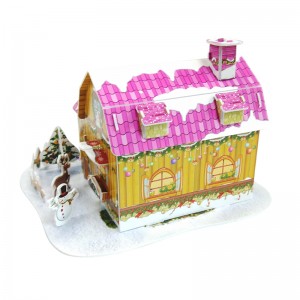 DIY Toy Educational 3d Puzzle Pink Christmas Yard Building Series ZC-C022