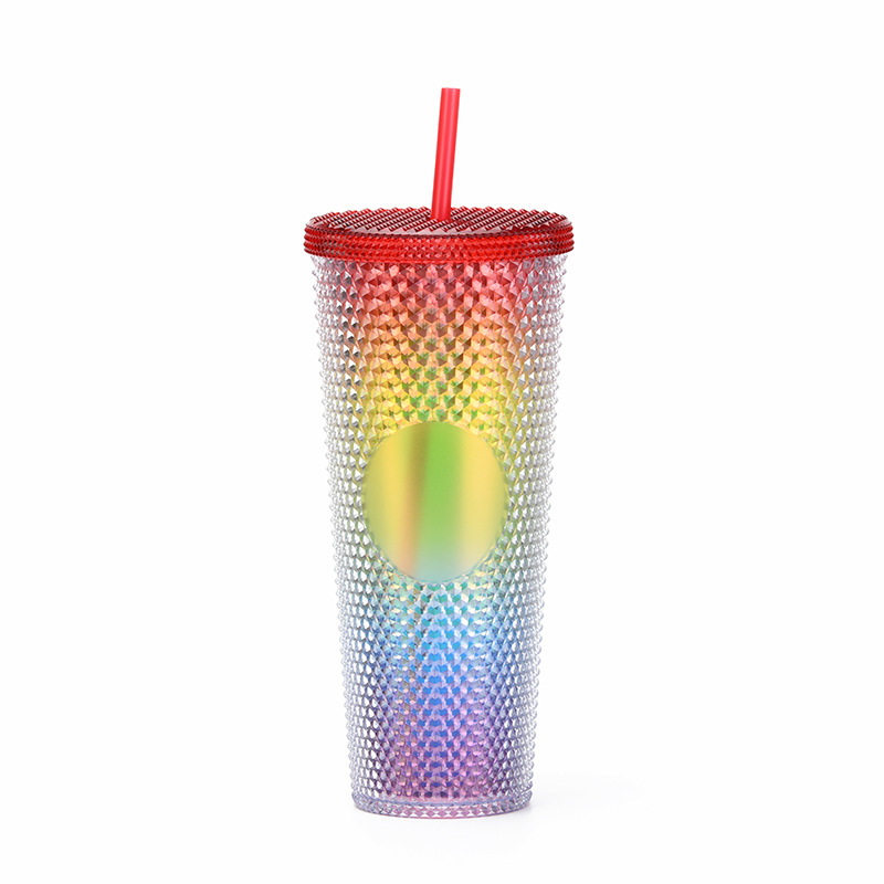 Creative Rainbow Straw Cup Foam Colorful Plastic Cup Plastic Tumblers  Double Wall - China Water Bottle and Kitchenware price