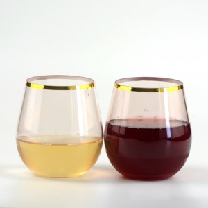 2022 New Promotion Products Gold Stemless Wine Glasses Custom Logo Plastic Wine Glasses For Party