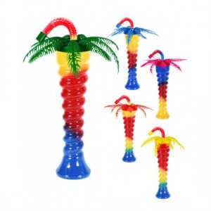 Charmlite Promotion New Arrival 12OZ/350ml Plastic Palm Tree Shaped Cup With Straw