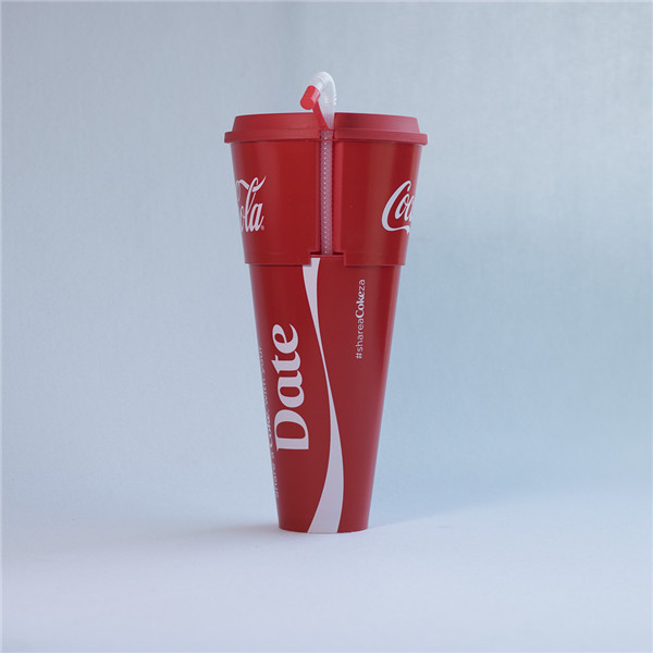 Europe style for Plastic Stadium Cups - Charmlite 1000ml two in one 2-1 pp plastic drinking cup customize hard pp cup with snack bowl and straw – Charmlite