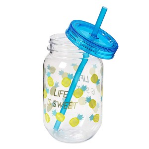 Charmlite Recyclable Plastic Mason Cocktail Cup, Shatterproof and BPA-free Drinking Jar