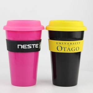 Professional Design Double Wall Disposable Coffee Cups - Charmlite Plastic Coffee Mug with Screw Lid and Silicone Band Reusable Style 16oz – Charmlite